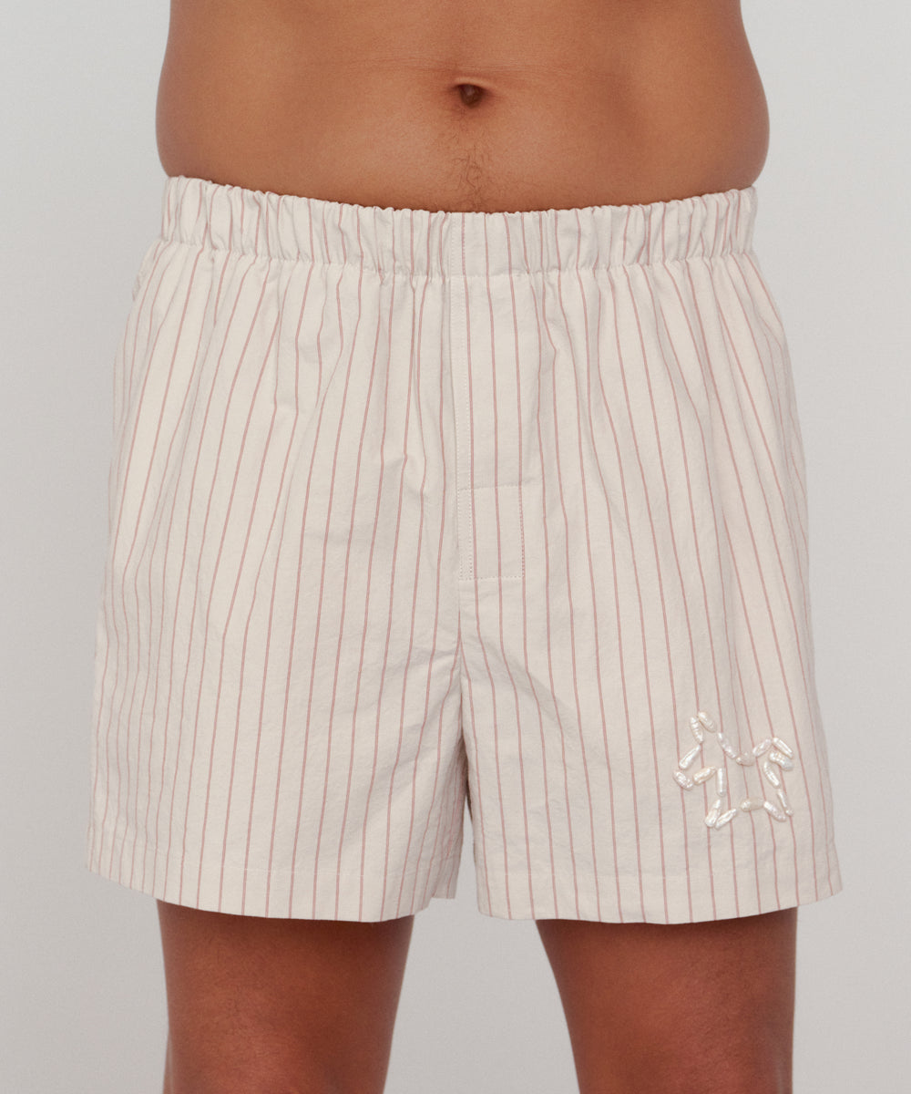 Double Stripe Pearl Linen Shorts - Horse – sombras