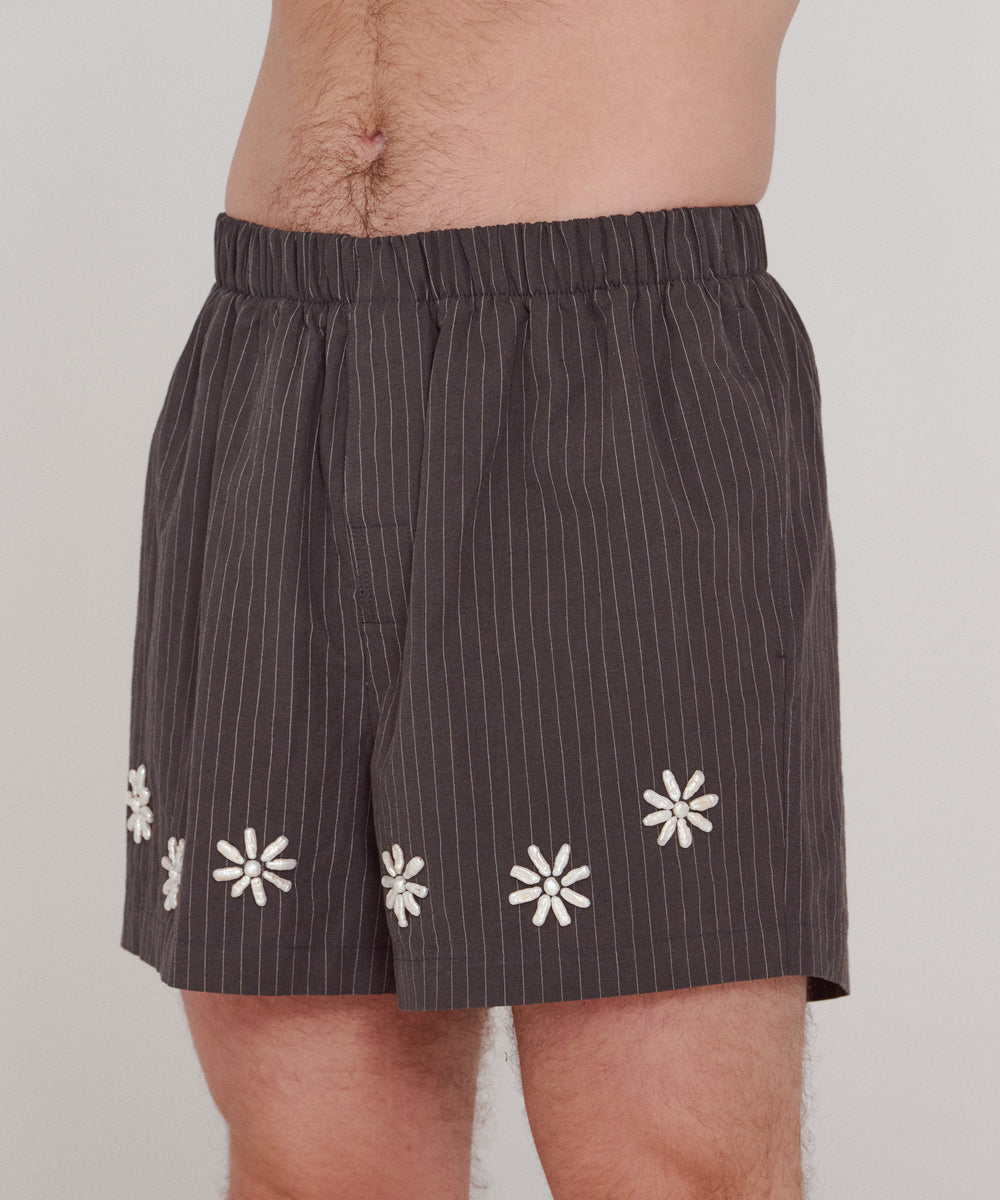 パンツ sombras Pinstripe Pearl Linen Shorts Pinstripe Pearl Linen Shorts - Daisy – sombras