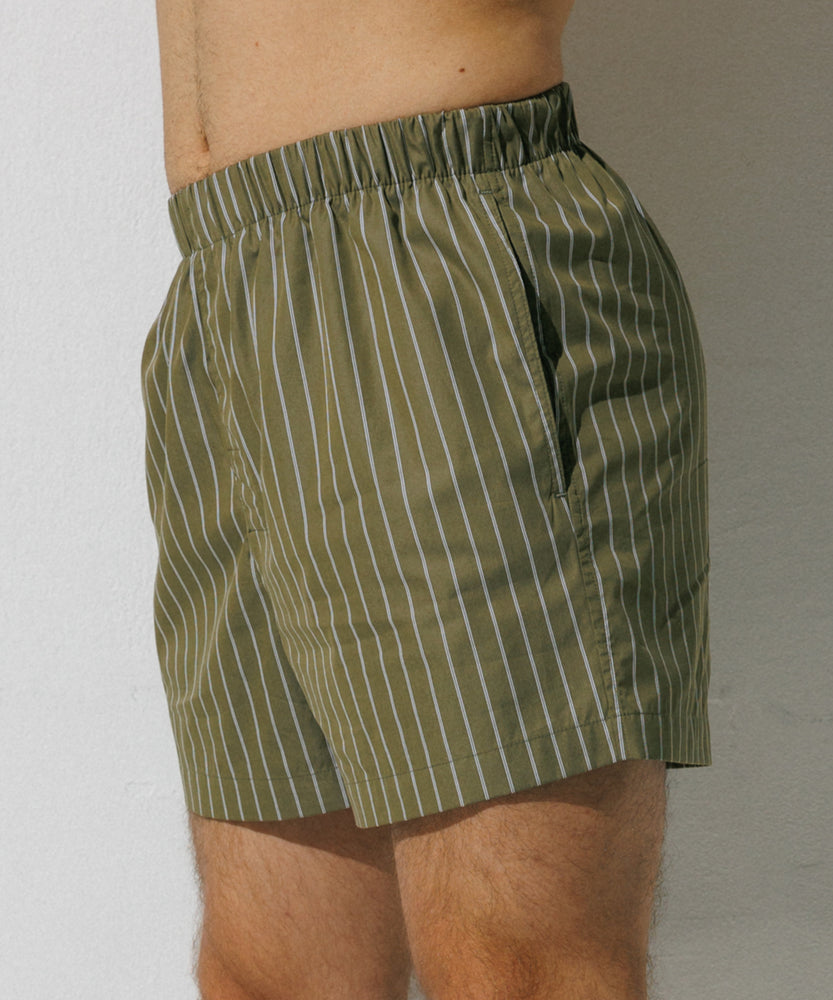 【Pre-order item】Boxer Shorts Khaki - Pinstripe in White