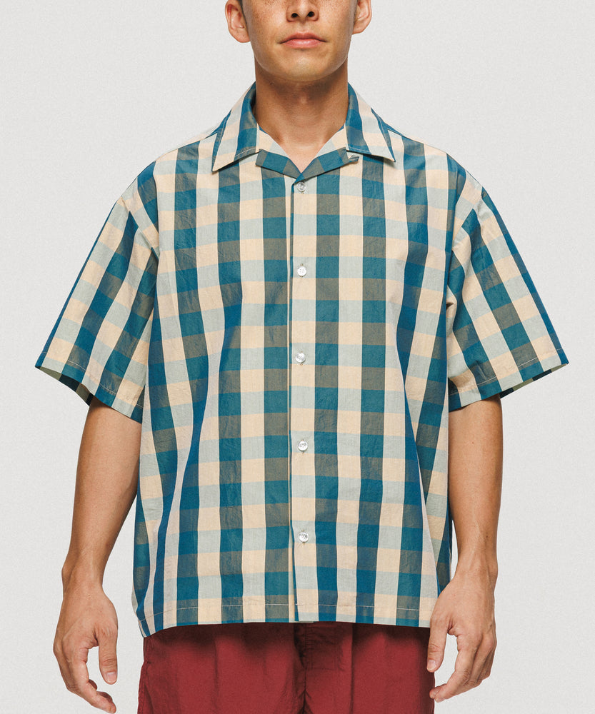Emerald Blue Block Check Short Sleeve Shirt