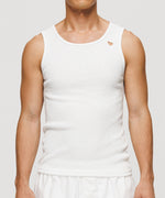 One Point Heart Cotton Rib Tank Top - White