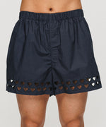 Two Steps Hearts Lace Shorts - Midnight Navy