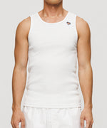 One Point Heart Cotton Rib Tank Top - Mediterranean Sea