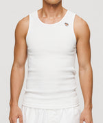 One Point Heart Cotton Rib Tank Top - Cloud Blue