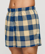 Summer Block Check Lace shorts - Ocean Veil（Blue × Yellow）