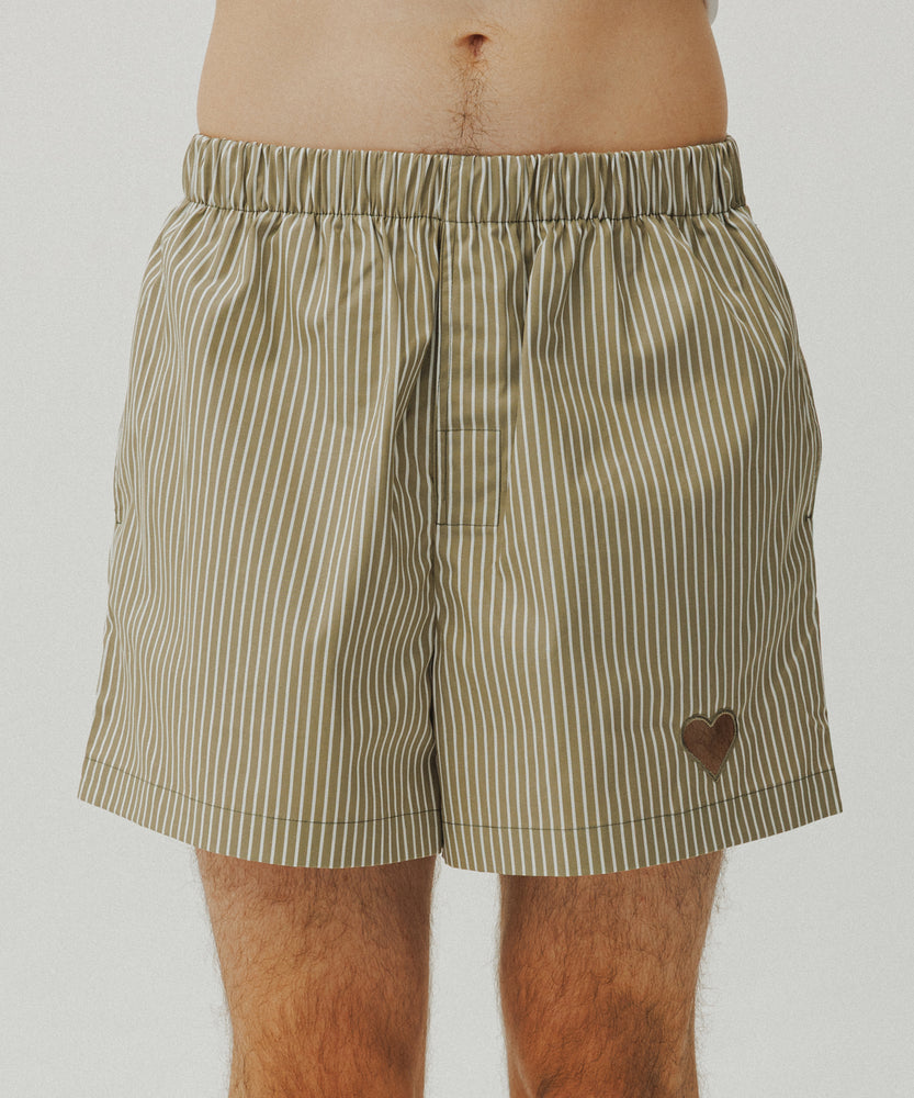 One Point Heart Lace Shorts - Sage