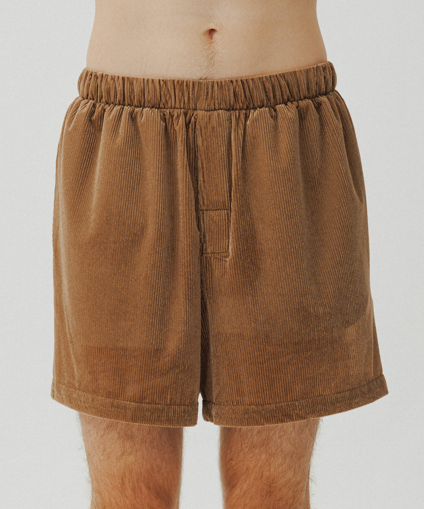 Sheer Velour Shorts | Atlas Sand