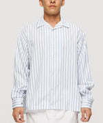White Stripe Long Sleeve Shirt - Mykonos Cloud