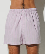 Cotton Boxer Shorts Pink Purple - Alternate Stripe in White