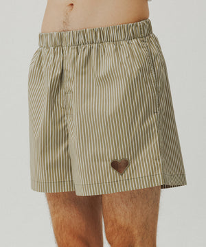 One Point Heart Lace Shorts - Sage