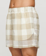 Summer Block Check Lace shorts - Golden Dune（Beige × Ivory）