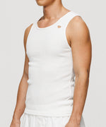 One Point Heart Cotton Rib Tank Top - White