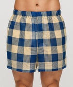 Summer Block Check Lace shorts - Ocean Veil（Blue × Yellow）