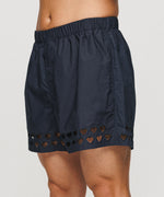 Two Steps Hearts Lace Shorts - Midnight Navy