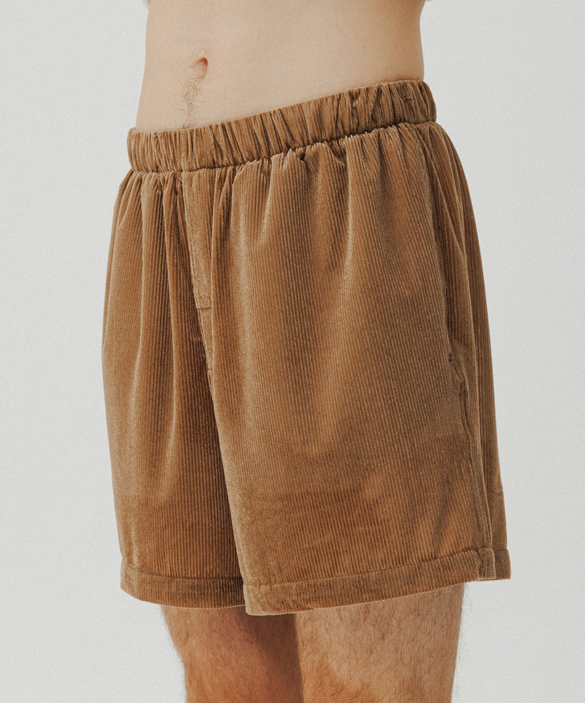 Sheer Velour Shorts | Atlas Sand
