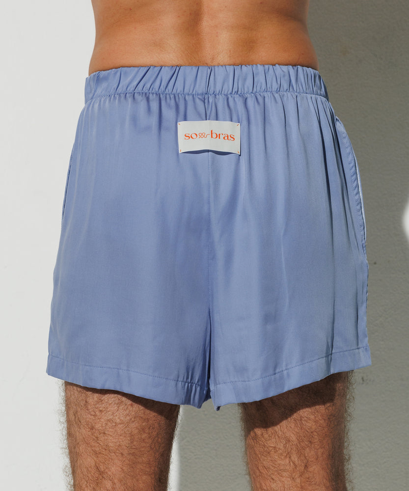 Silk-like Boxer Shorts - Athens Blue