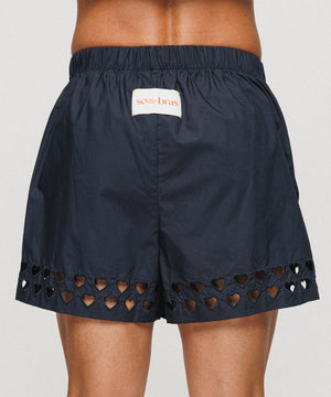 Two Steps Hearts Lace Shorts - Midnight Navy