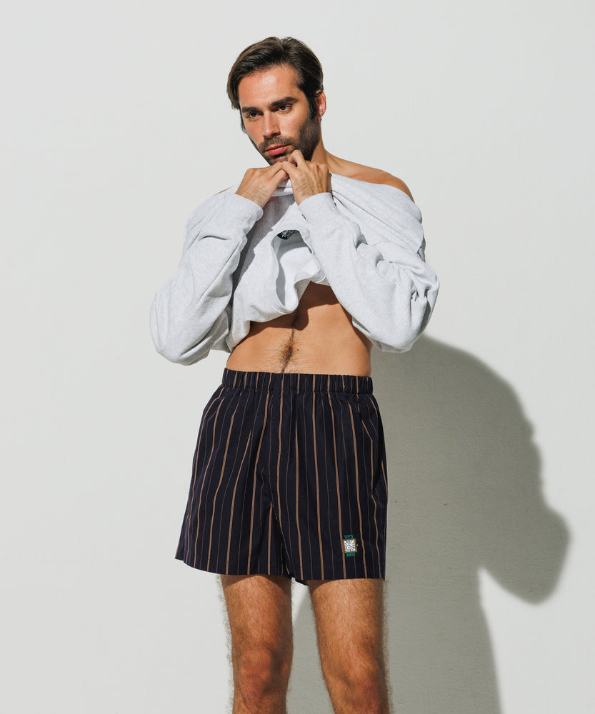 Embroidered "On time" Cotton Boxer Shorts by INIGO STUDIO