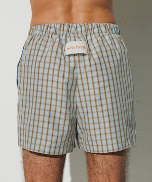 Cotton Boxer Shorts Paris Blue Check