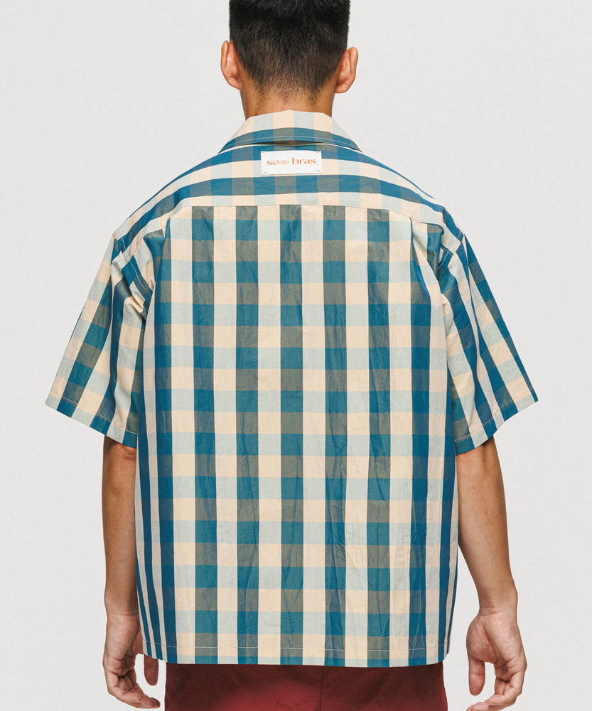 Emerald Blue Block Check Short Sleeve Shirt