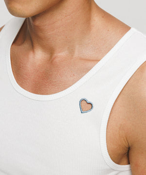 One Point Heart Cotton Rib Tank Top - 3 Pack