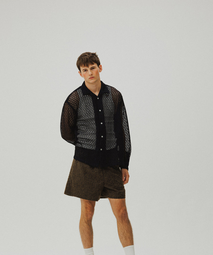 Grass Cotton Jacquard Shorts | Majorelle Midnight