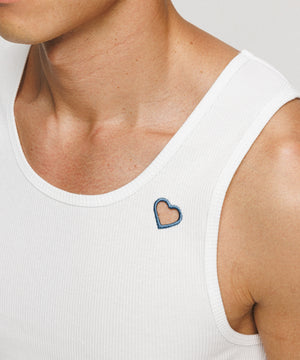 One Point Heart Cotton Rib Tank Top - 3 Pack