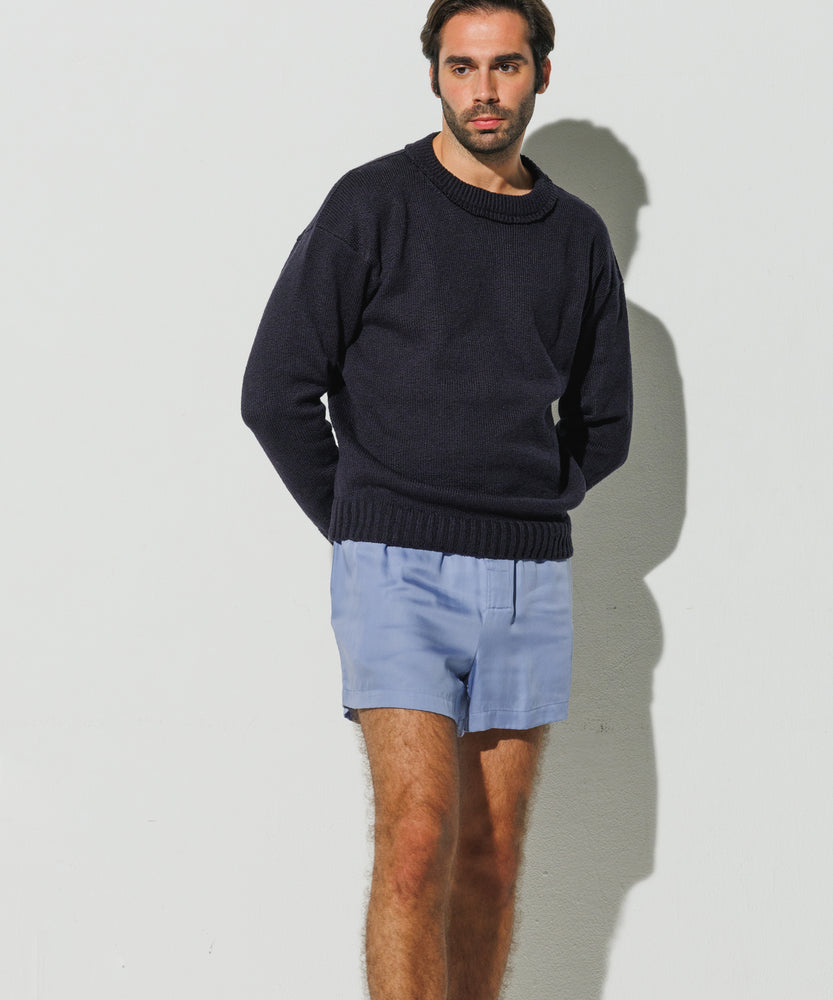 Silk-like Boxer Shorts - Athens Blue