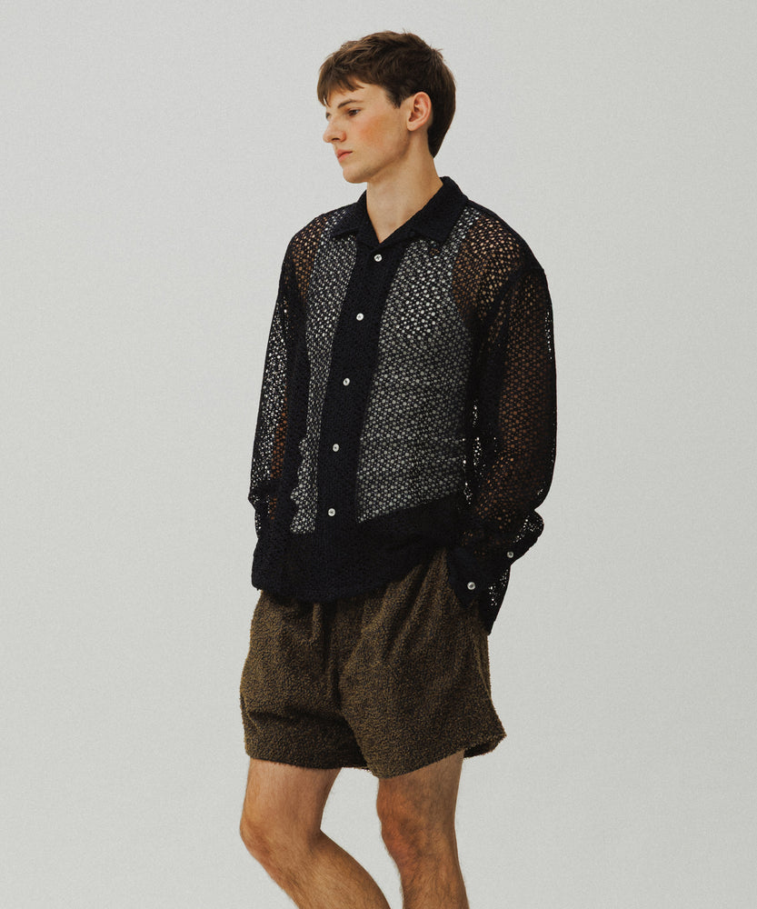 Grass Cotton Jacquard Shorts | Majorelle Midnight