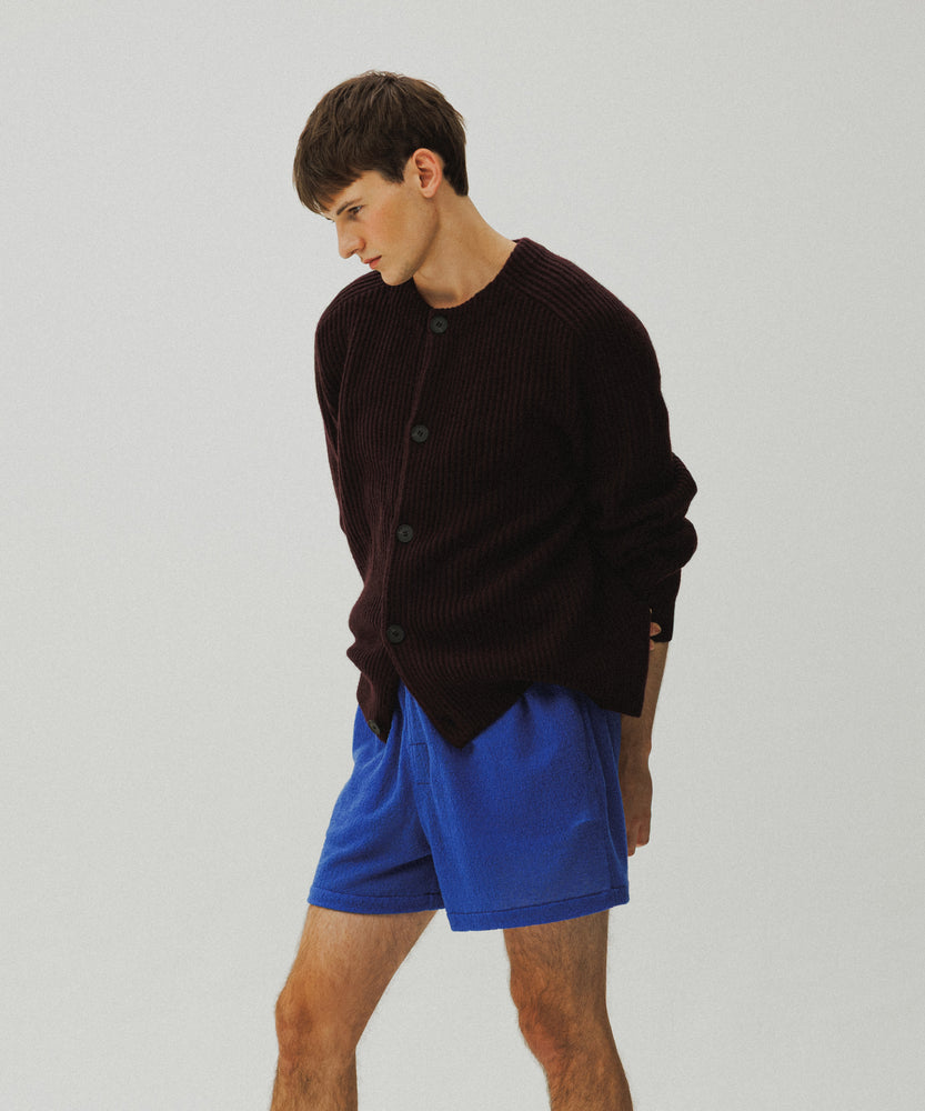 Wool Lacy Jacquard Shorts | Majorelle Azure