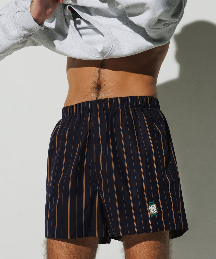 Embroidered "On time" Cotton Boxer Shorts by INIGO STUDIO