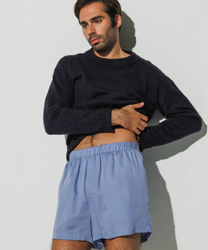 Silk-like Boxer Shorts - Athens Blue