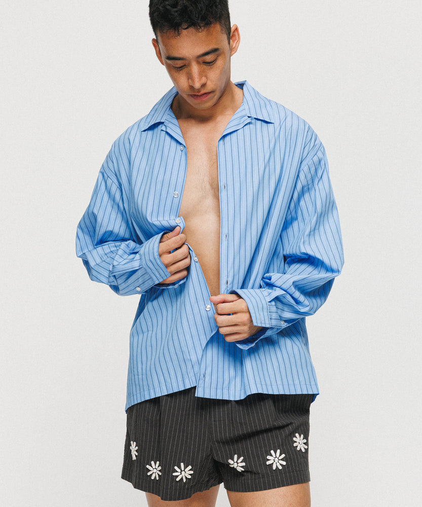 Blue Stripe Long Sleeve Shirt - Santorini