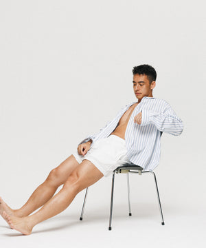 White Stripe Long Sleeve Shirt - Mykonos Cloud