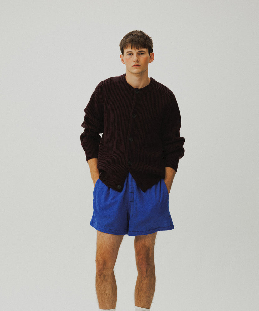 Wool Lacy Jacquard Shorts | Majorelle Azure