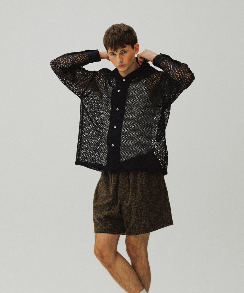 Grass Cotton Jacquard Shorts | Majorelle Midnight