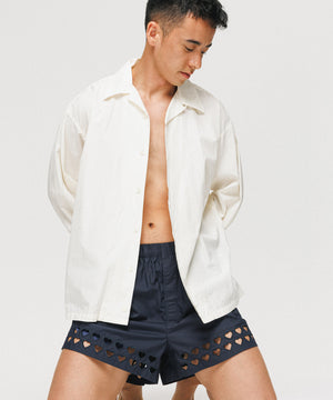 Two Steps Hearts Lace Shorts - Midnight Navy