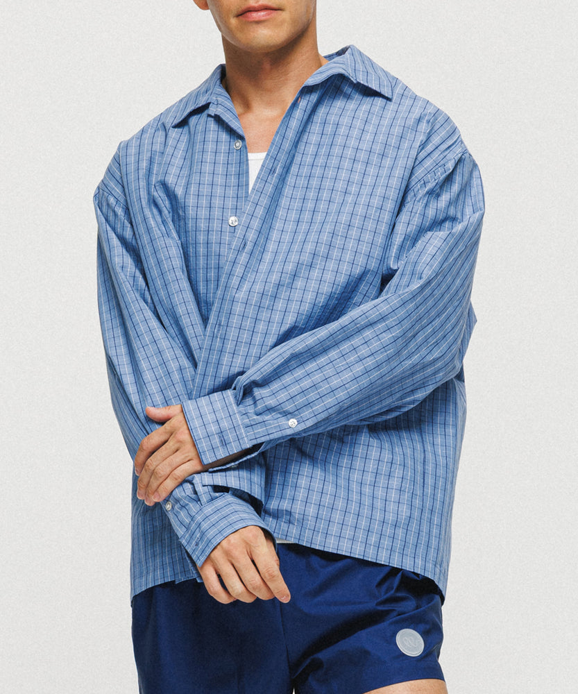 Blue Tattersall Check Long Sleeve Shirt