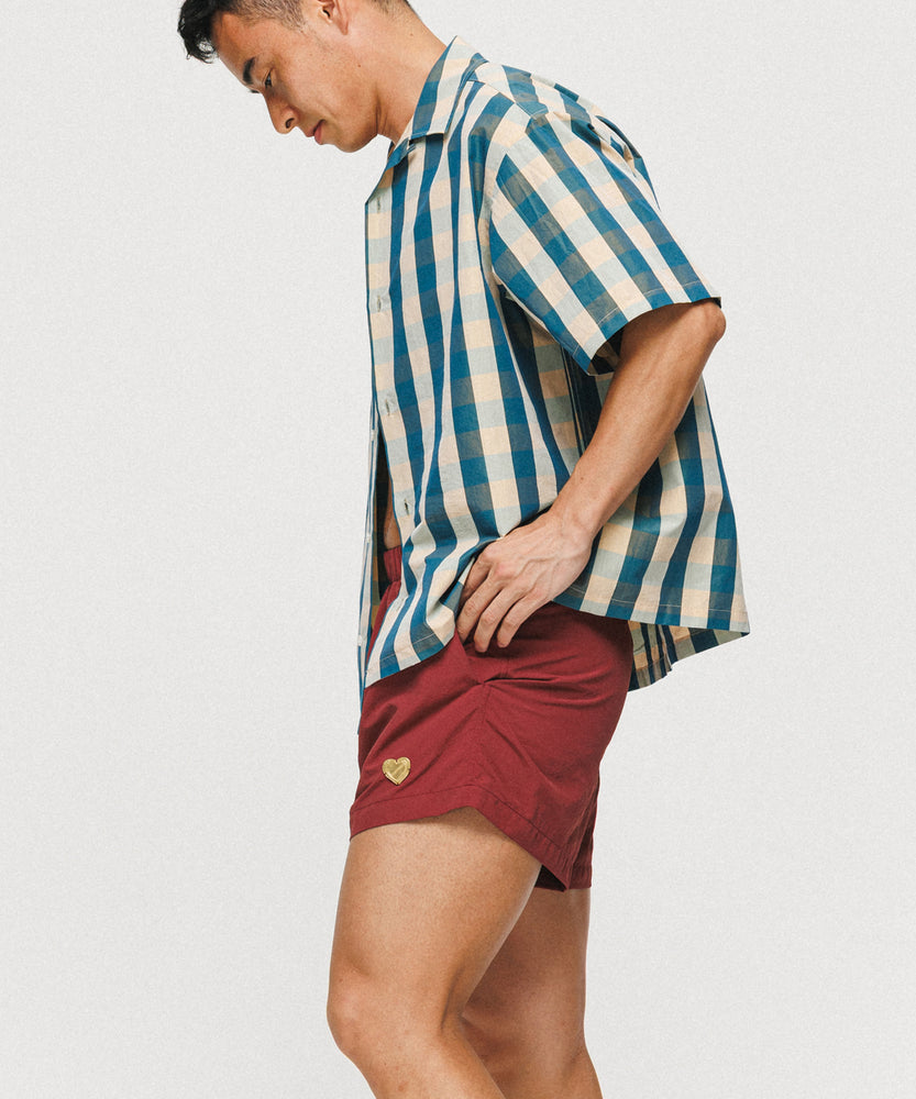 Emerald Blue Block Check Short Sleeve Shirt