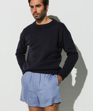 Silk-like Boxer Shorts - Athens Blue