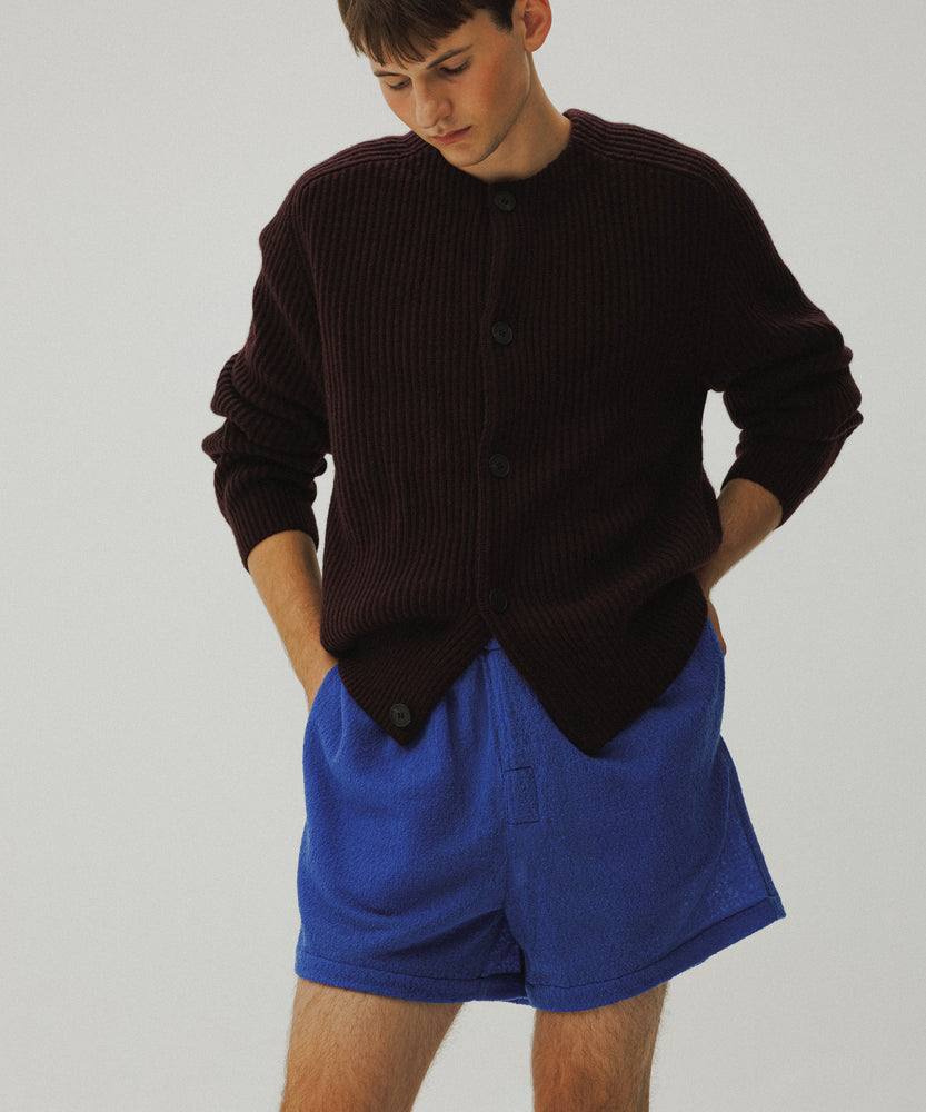 Wool Lacy Jacquard Shorts | Majorelle Azure