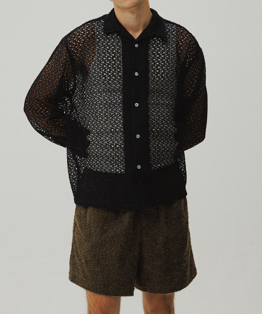 Grass Cotton Jacquard Shorts | Majorelle Midnight