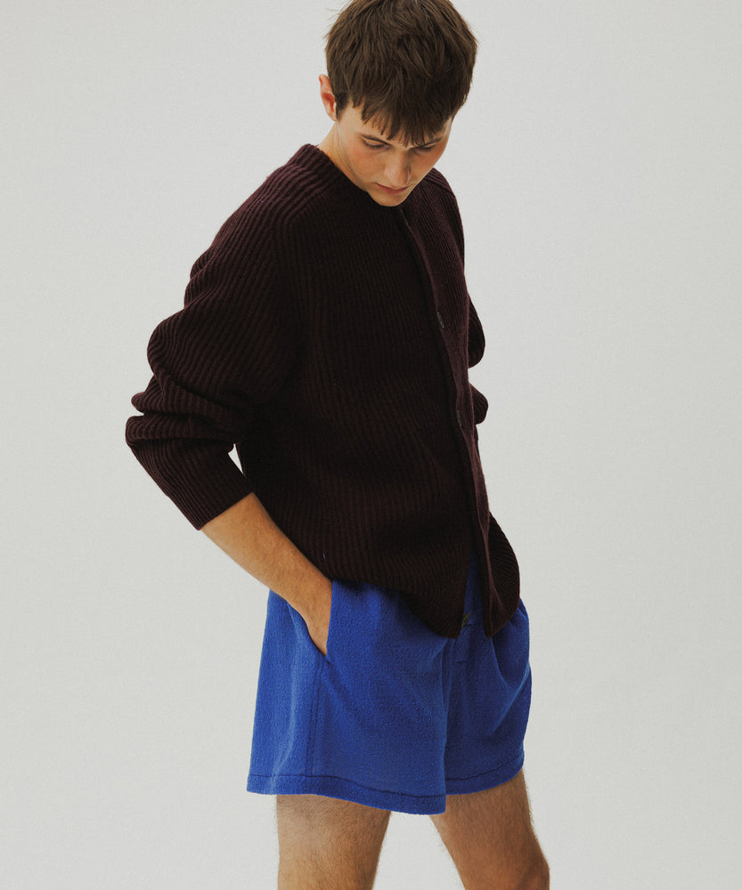 Wool Lacy Jacquard Shorts | Majorelle Azure