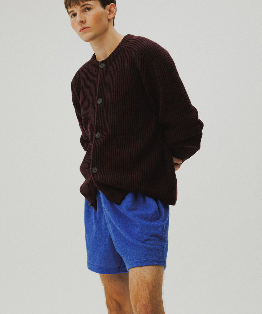 Wool Lacy Jacquard Shorts | Majorelle Azure