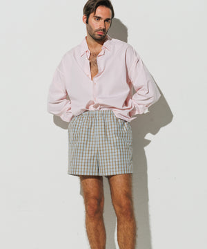 Cotton Boxer Shorts Paris Blue Check