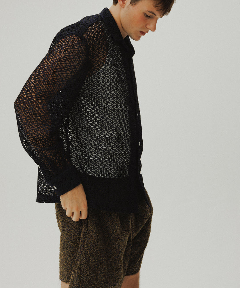 Grass Cotton Jacquard Shorts | Majorelle Midnight