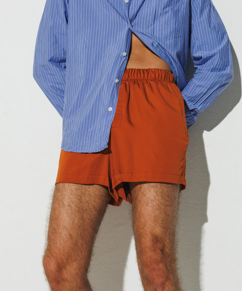 Silk-like Boxer Shorts - Orange Dust