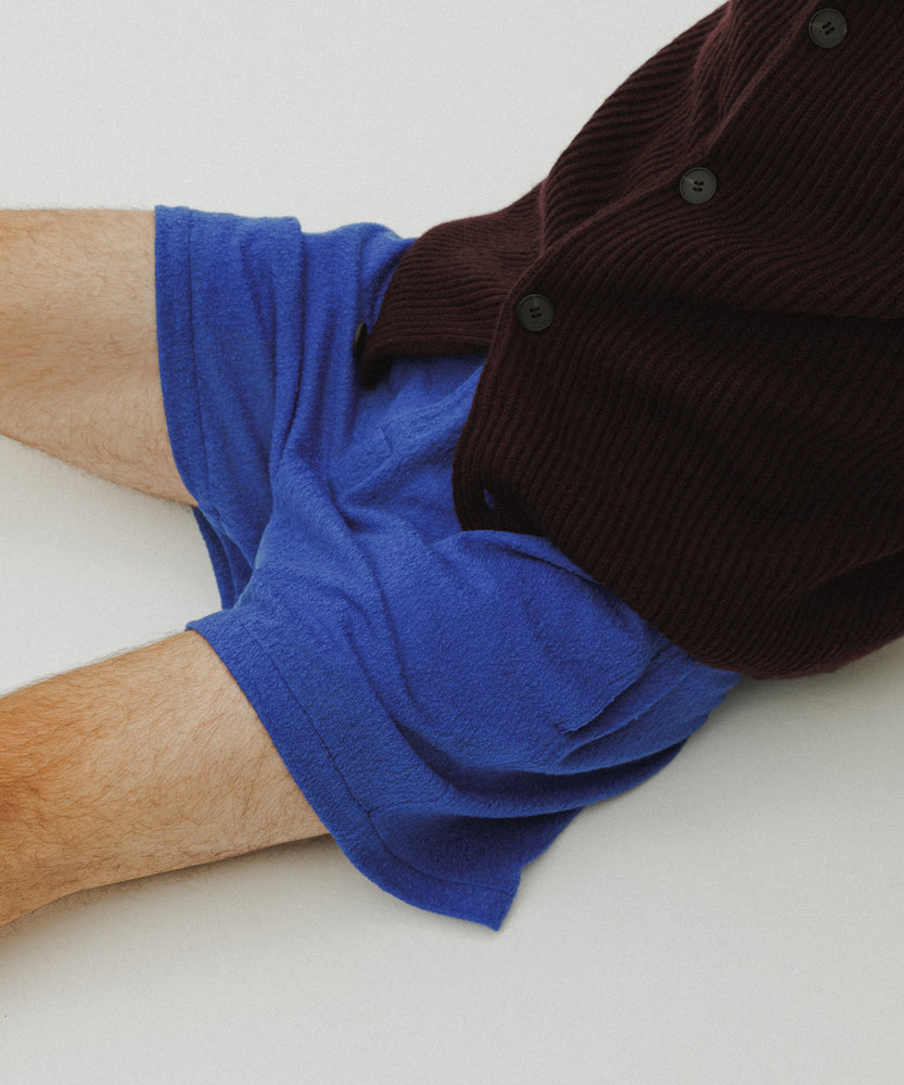 Wool Lacy Jacquard Shorts | Majorelle Azure