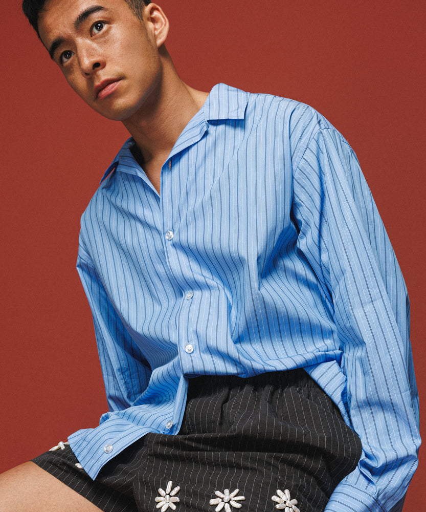 Blue Stripe Long Sleeve Shirt - Santorini