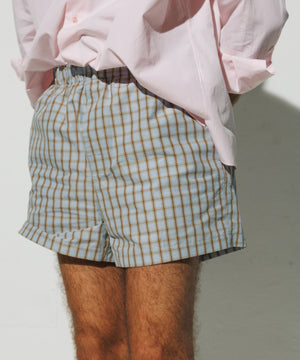 Cotton Boxer Shorts Paris Blue Check